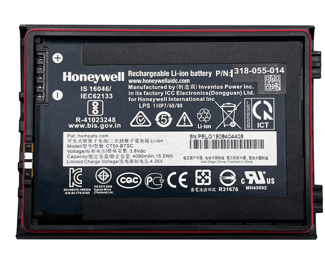 Batterie d'origine Honeywell pour collecteur de données Dolphin CT50-BTSC P/N 318-055-001