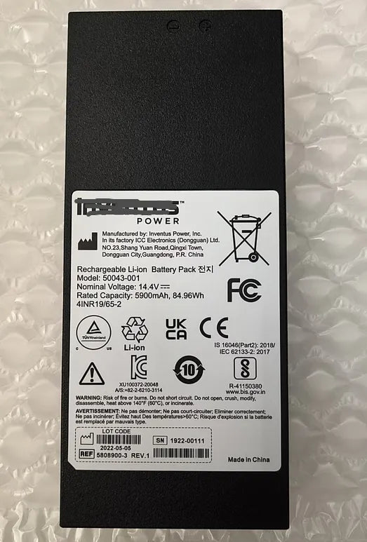50043-001 5808900-3 1922-00111 Inventus Power 14.4V 5900mAh Battery