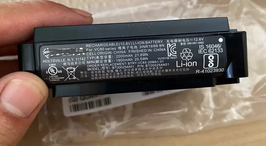 BT000254A01 Battery for BTRY-VC8X-20MA1-01 Zebra VC80 VC80X 3INR19/66