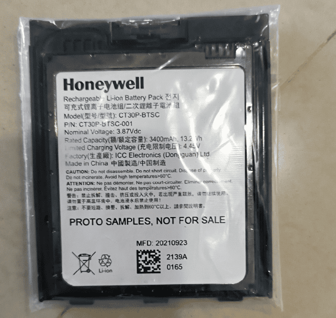 Lecteur de codes-barres Honeywell CT30 XP HC CT30P-BTSC Batterie CT30P-BTSC-001 002