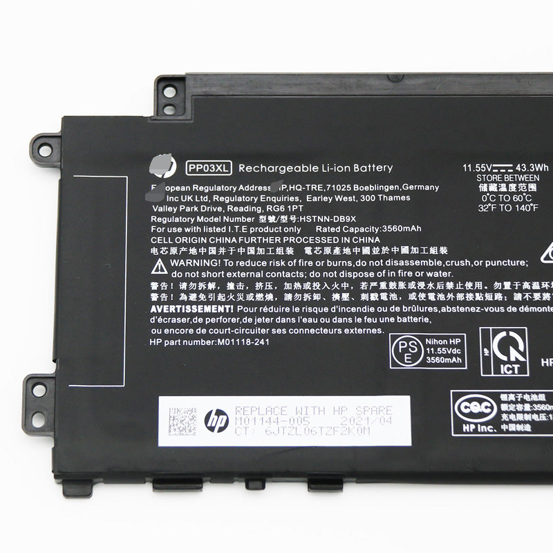 Hp PP03XL HSTNN-OB1P M01118-421 M01118-AC1 M01144-005 Battery - Store Shoppe