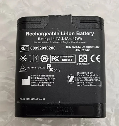 ND2054ZM31 Battery for Zimmer TotalShield II Surgical Helmet 00992010200 