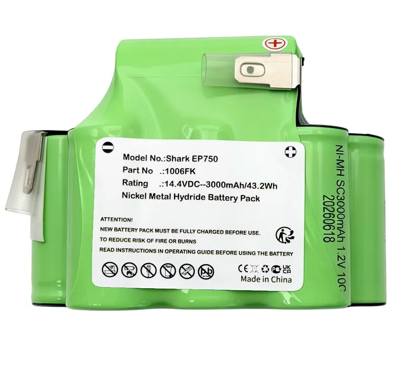 1006FK Replacement Battery For Euro Pro Shark EP750 100350 XBP746 Vacuum