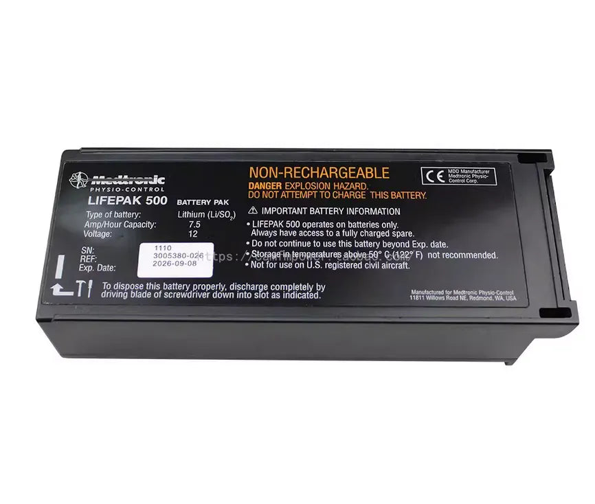 3208231-000 Battery for PHYSLO-CONTROL 3005380-026 NCE LIFEPAK 500 Defibrillator
