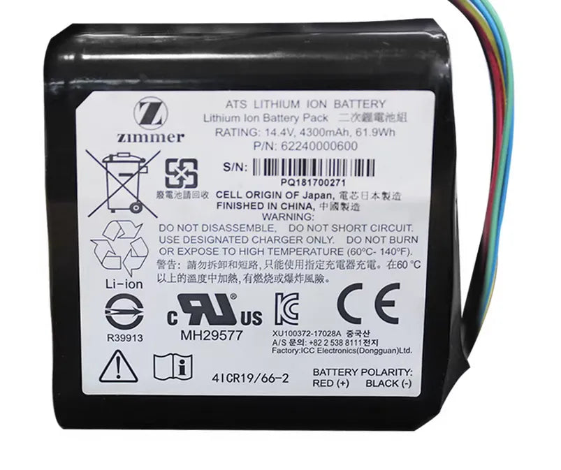 62240000600 Battery for ZIMMER ATS2200TS 4000TS 62240000600 Pneumatic Tourniquet