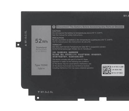 722KK 52Wh Battery for Dell XPS 13 9300 9380 9310 2XXFW FP86V P117G