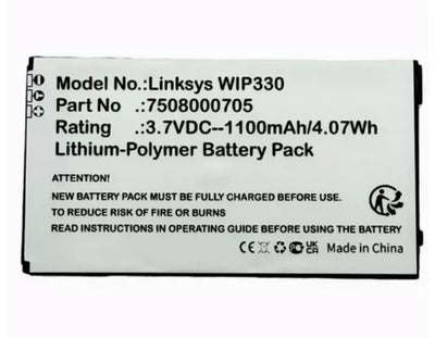 7508000705 Batterie pour téléphone sans fil Cisco Linksys WIP330, WIP330WiFi CIW33ZBR