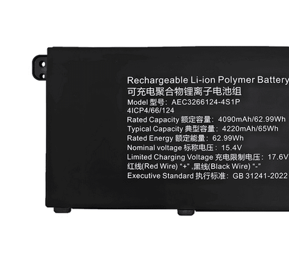 AEC3266124-4S1P Battery for MECHREVO Unbounded 14ProA-7BC4U 65Wh