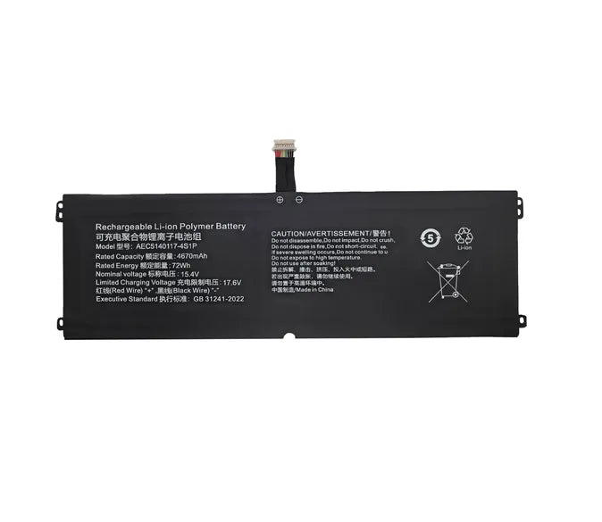 AEC5140117-4S1P Laptop Battery For ThunderBook 16D Hasee X6 HC5S05 72Wh