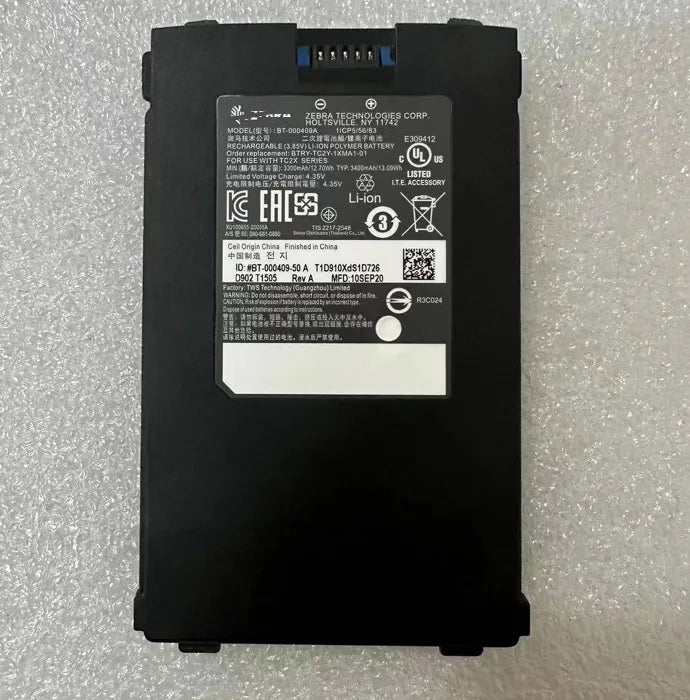 BT-000409A Battery for Zebra TC21 TC26 TC2X Barcode Scanner BT-000409