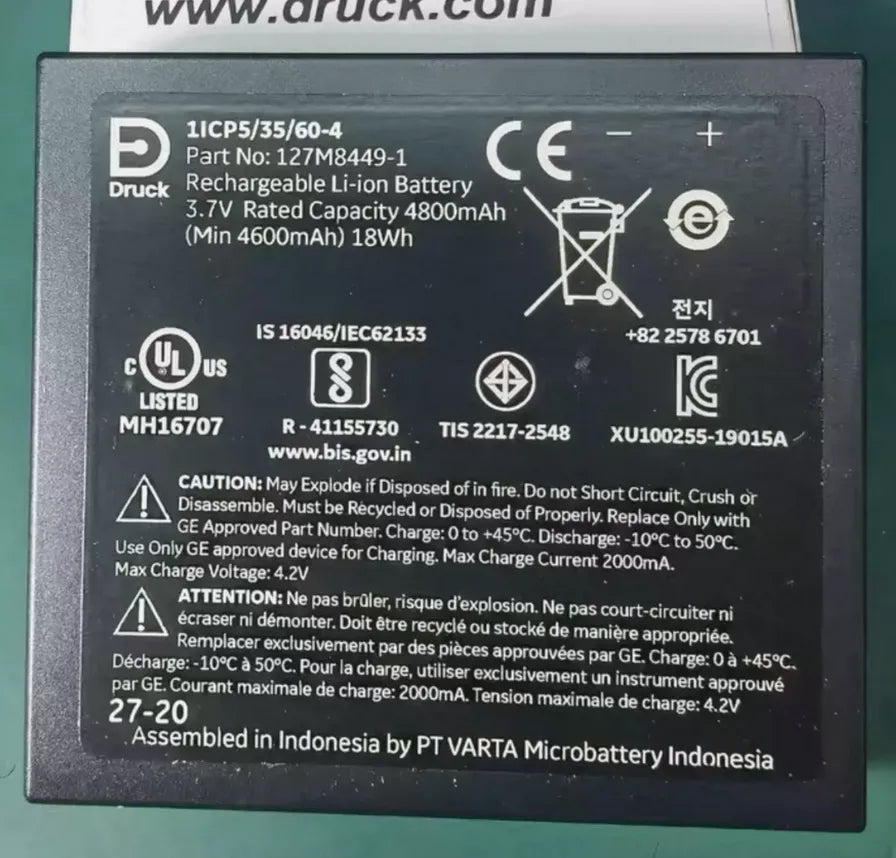 127M8449-1 Battery For DRUCK DPI620 IO620-BATTERY GE Druck DPI620 Genii IO620