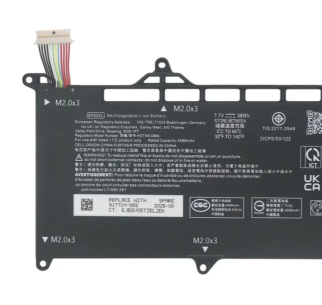 EP02XL Battery for HP Elite Dragonfly G1 G2 HSN-I32C HSTNN-DB9L L71690-2B1
