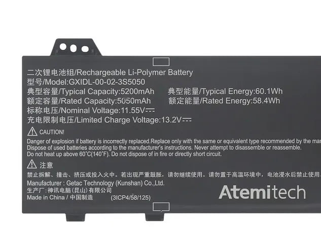 GXIDL-00-02-3S5050 60Wh Battery for MECHREVO Yao Shi 16 Pro Aurora X Kuang Shi X Pro
