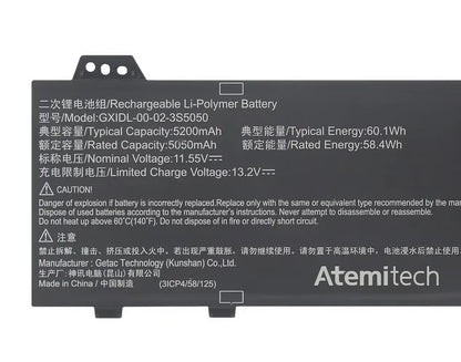 GXIDL-00-02-3S5050 60Wh Battery for MECHREVO Yao Shi 16 Pro Aurora X Kuang Shi X Pro