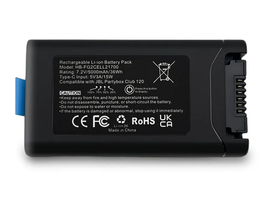 HB-FG2CELL21700 Battery for JBL PartyBox Club 120 Portable Bluetooth Party Speaker