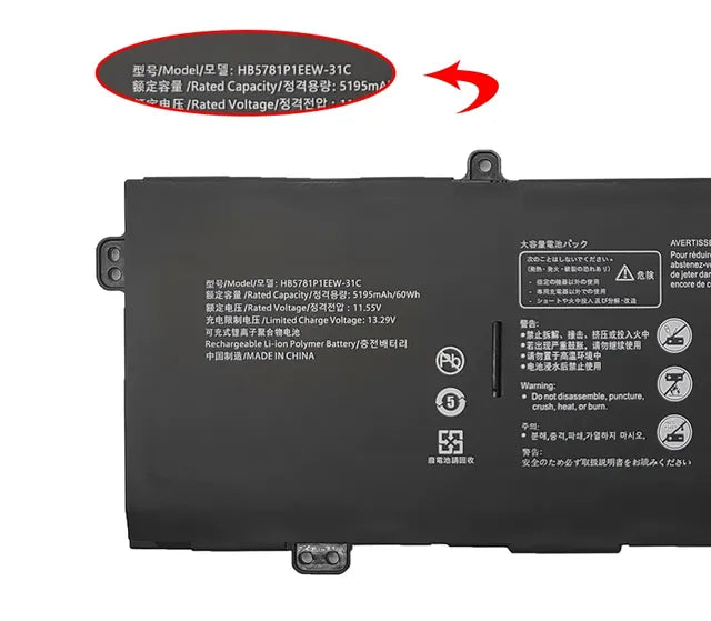HB5781P1EEW-31C Replacement Battery For Huawei MateBook D16 RLEF-16 53013DEL