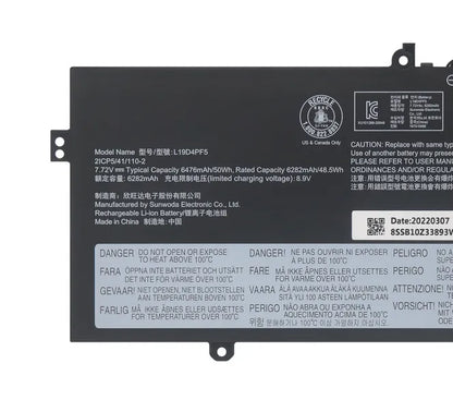 L19D4PF5 Battery for Lenovo Yoga 13sACN 13sITL 2021 L19M4PF7 50Wh