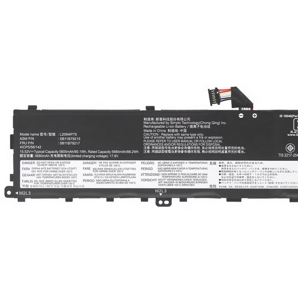 Lenovo L20M4P75 L20D4P75 ThinkPad X1 Extreme Gen 4-20Y50023ZA Battery