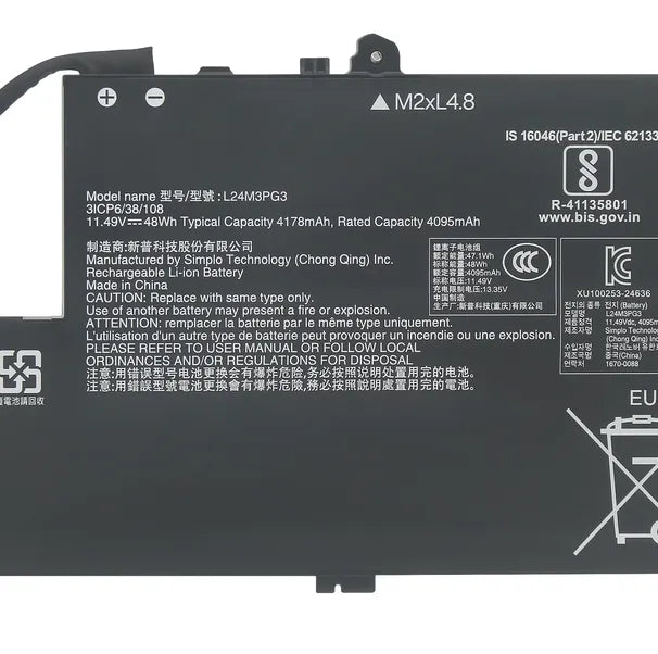 Lenovo L24M3PG3 L24D3PG3 L24X3PG3 L24D3PG4 J13 IRL Laptop Battery