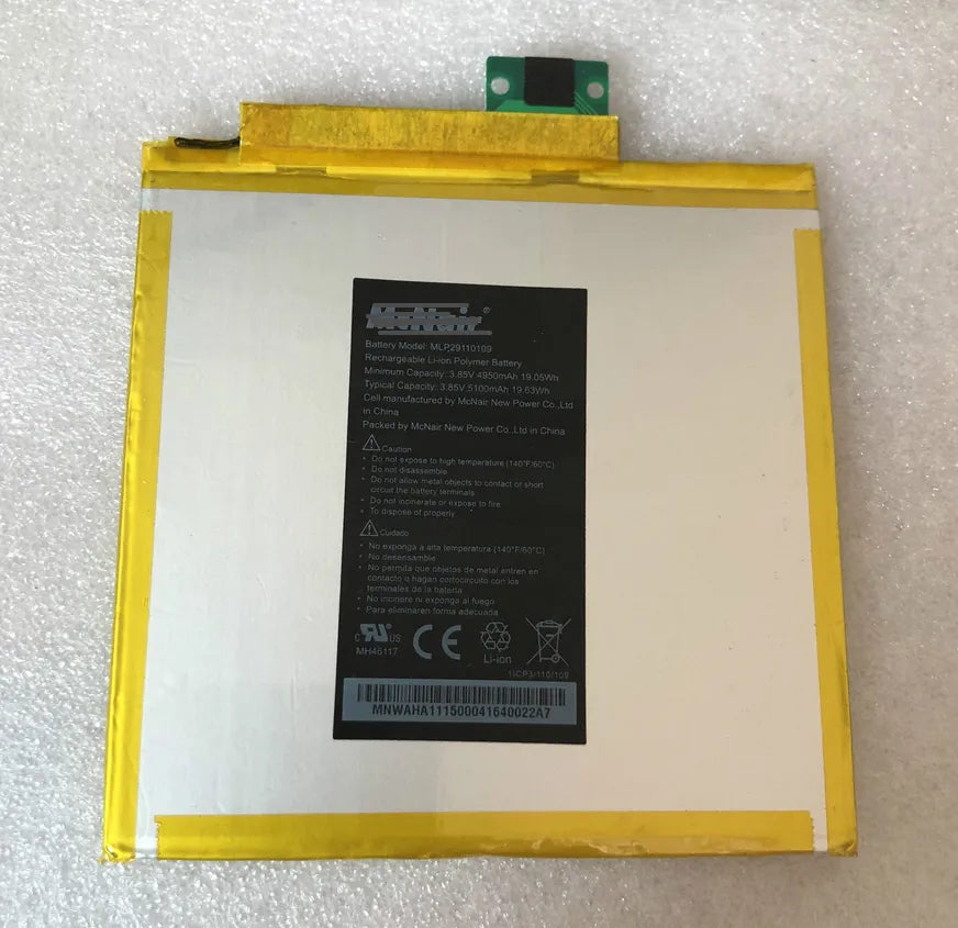 McNair MLP29110109 5100mah Battery for Verizon Ellipsis 8 HD QTASUN1 QTASUN2 Tablet