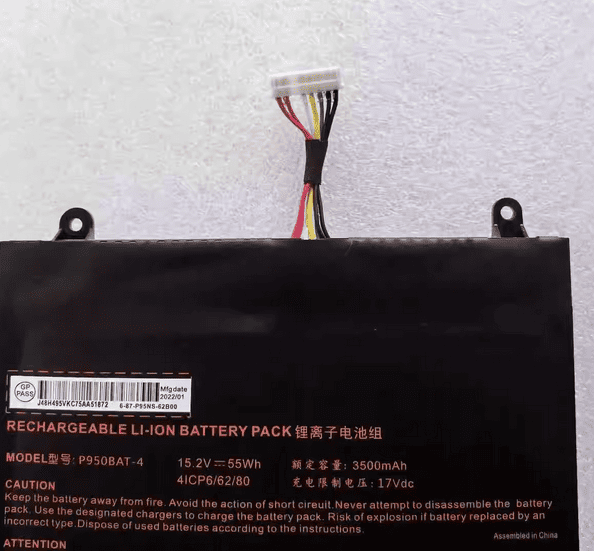 P950BAT-4 Battery for Hasee KINGBOOK T96E CLEVO Eurocom Q5 Q6 55Wh