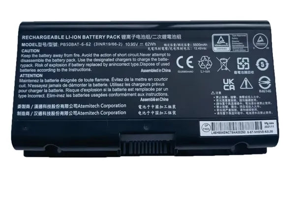 PB50BAT-6-62 Battery for Clevo NH57AF1, PB51DF2, NH55ADY PB50BAT-6