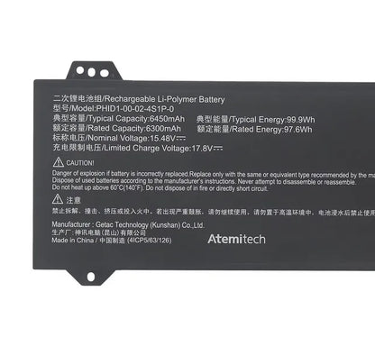 PHID1-00-18-4S1P-0 99Wh Li-Polymer Battery For Schenker Vision 16 Pro M23 RTX 3070 Ti