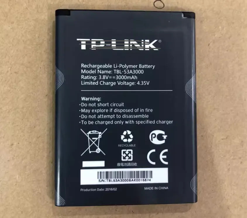 TP-LINK TBL-53A3000 Rechargeable Li-Polymer Battery 3.8V 3000mAh