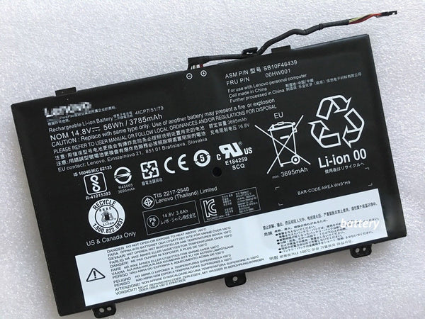 Lenovo ThinkPad S3 Yoga 14 SB10F46439 00HW000 00HW001 Battery
