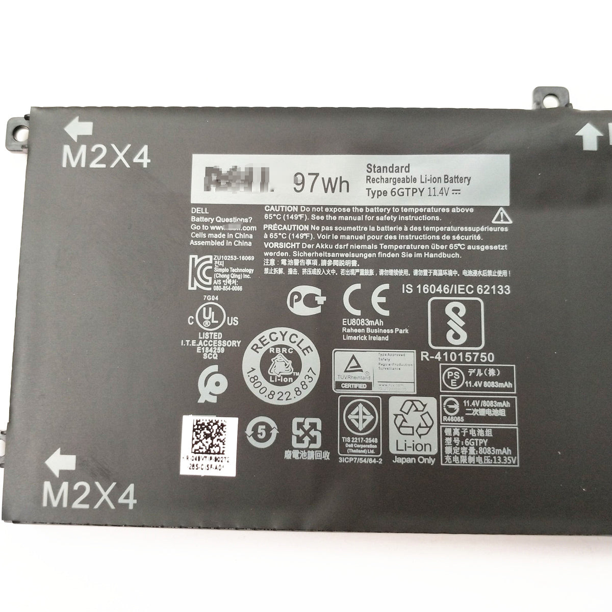 Dell 15 i7-7700HQ XPS 15 9560 5XJ28 6GTPY 97Wh battery | Store Shoppe