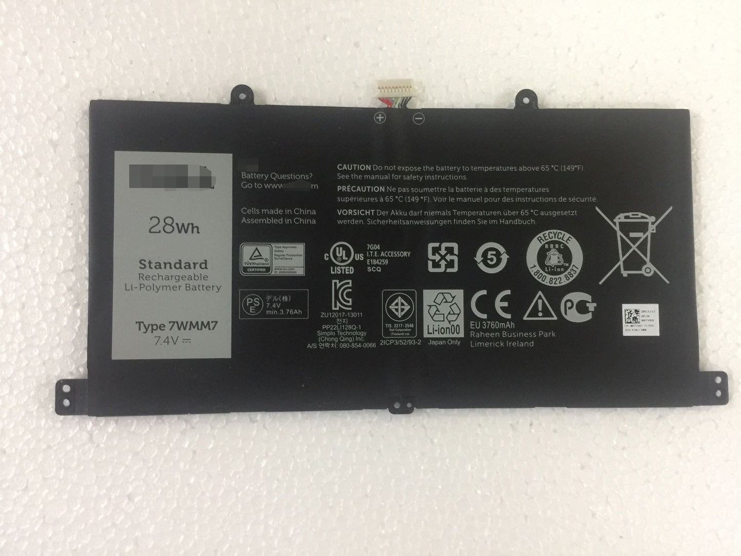 Dell 7WMM7 D1R74 Venue 11 Pro Keyboard 7.4V 28Wh Battery - Store Shoppe