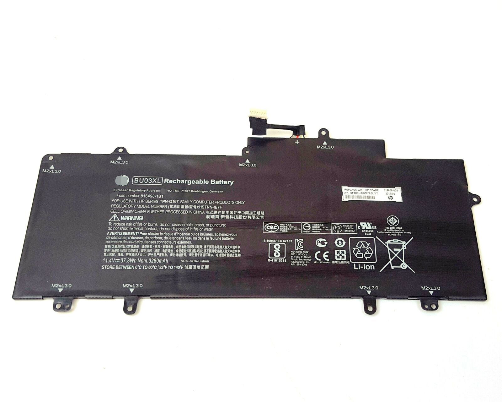 Hp Chromebook 14 G4 BU03XL HSTNN-IB7F 816498-1B1 37.3Wh Battery - Store Shoppe