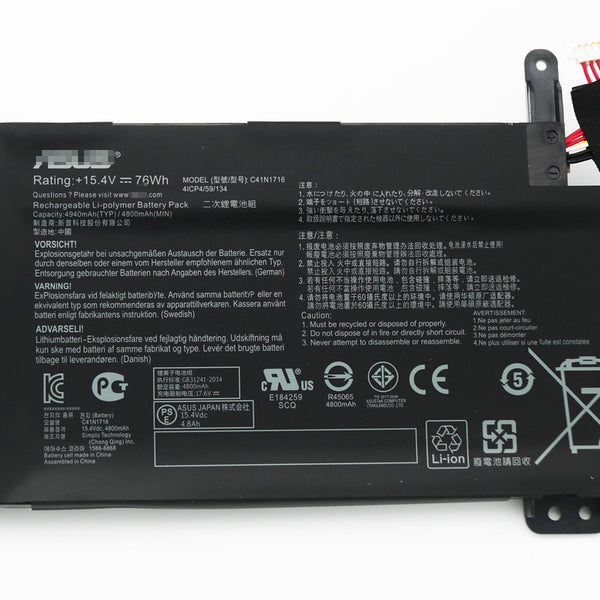 C41N1716 Battery For Asus GL703GM GL703GS S7B S7BS