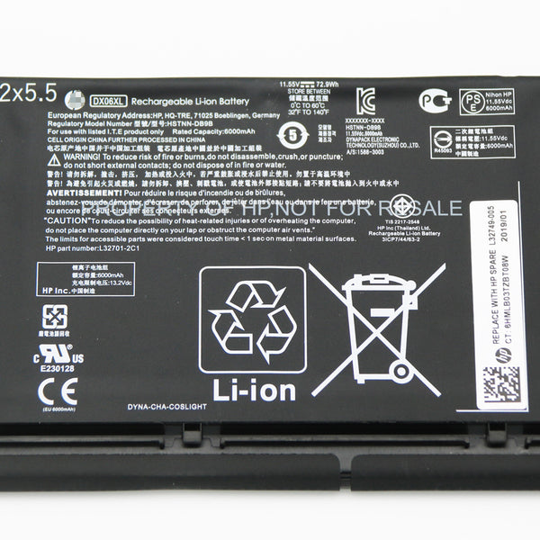 DX06XL Battery For Hp HSTNN-DB98 OMEN X 2S 15-dg0000nc