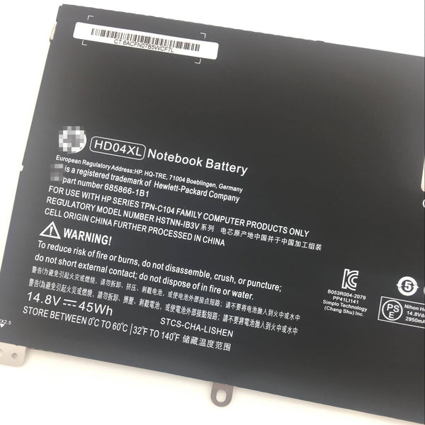 HD04XL 685866-1B1 Battery for Hp Envy Spectre XT 13-2120tu 13-2000eg
