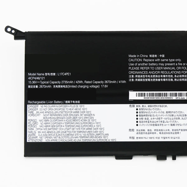 Lenovo L17C4PE1 L17M4PE1 SB10W67305 Battery