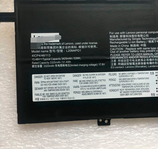 Lenovo L20C4PD1 L20D4PD1 L20M4PD1 ThinkBook 13x G1 Battery