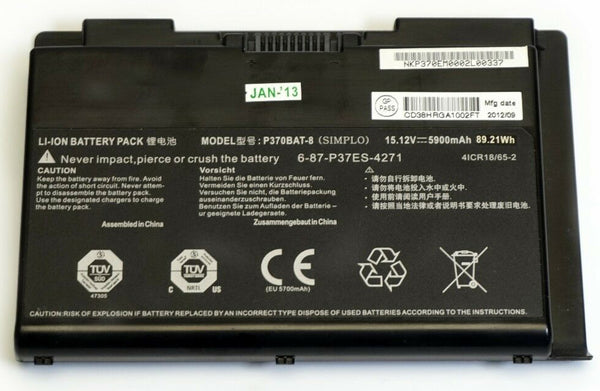 P370BAT-8 6-87-P37ES-4271 Battery For Clevo p370em P370EM3 SAGER NP9380